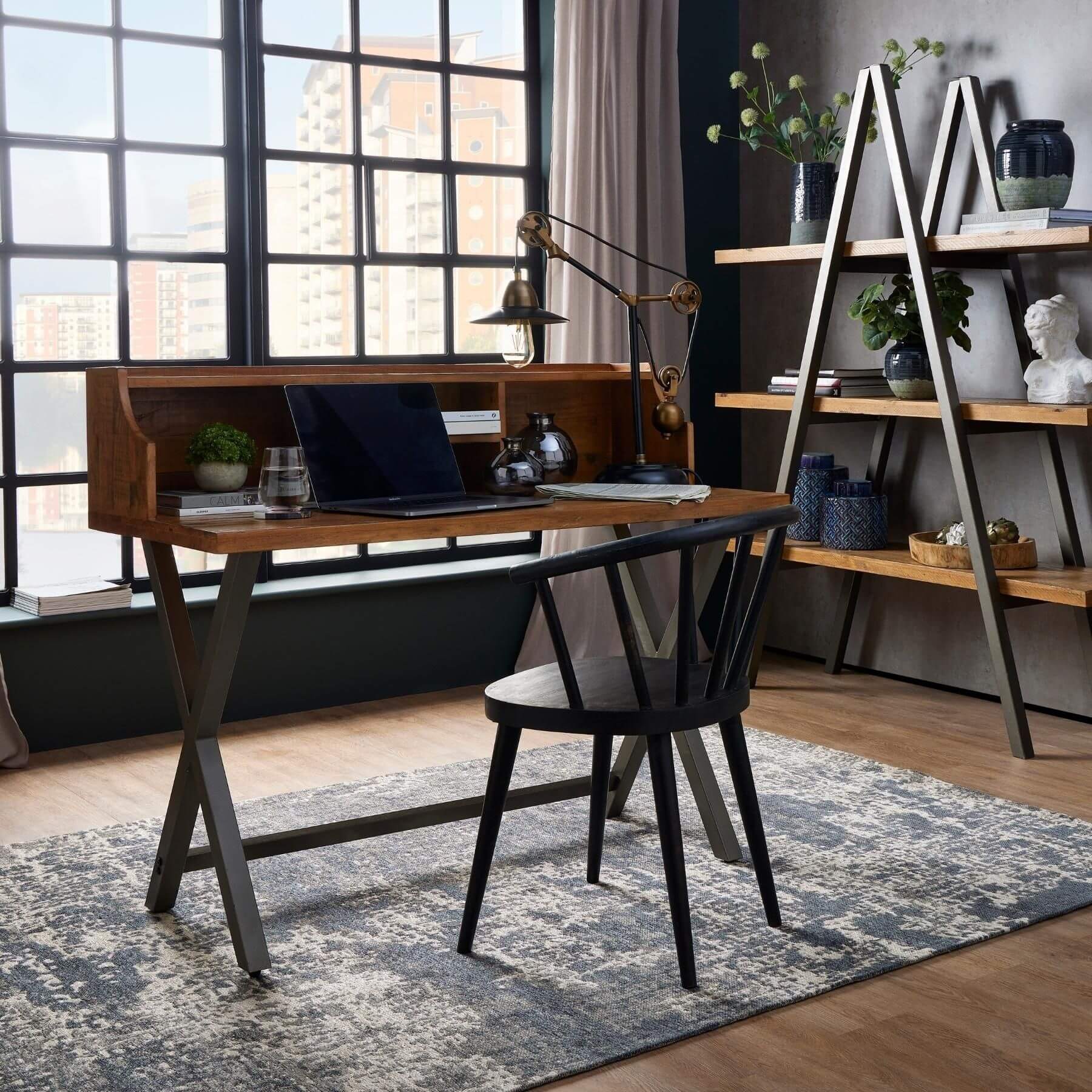 Lifelike artificial Hebe Veronica plant in stone-effect pot, perfect for desks and shelves. by Sostter at brixbailey.com