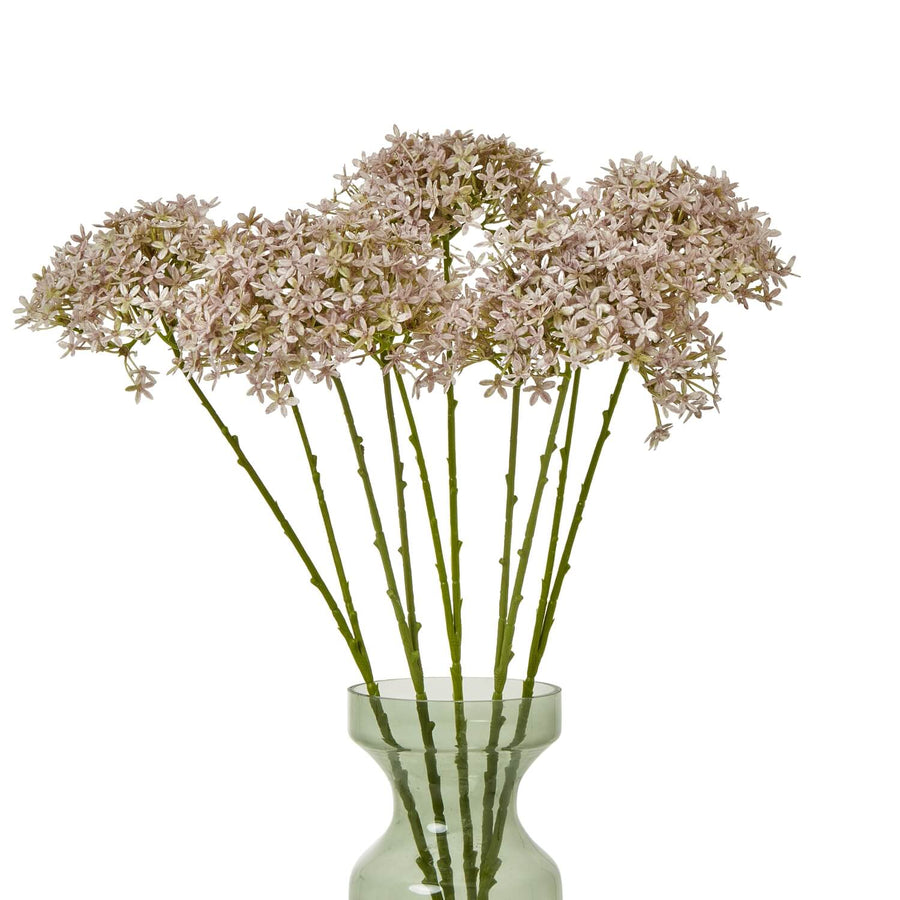 Lilac Crown Hydrangea stem with lifelike soft purple blooms, perfect for home decor in vases or centerpieces. by Sostter at brixbailey.com