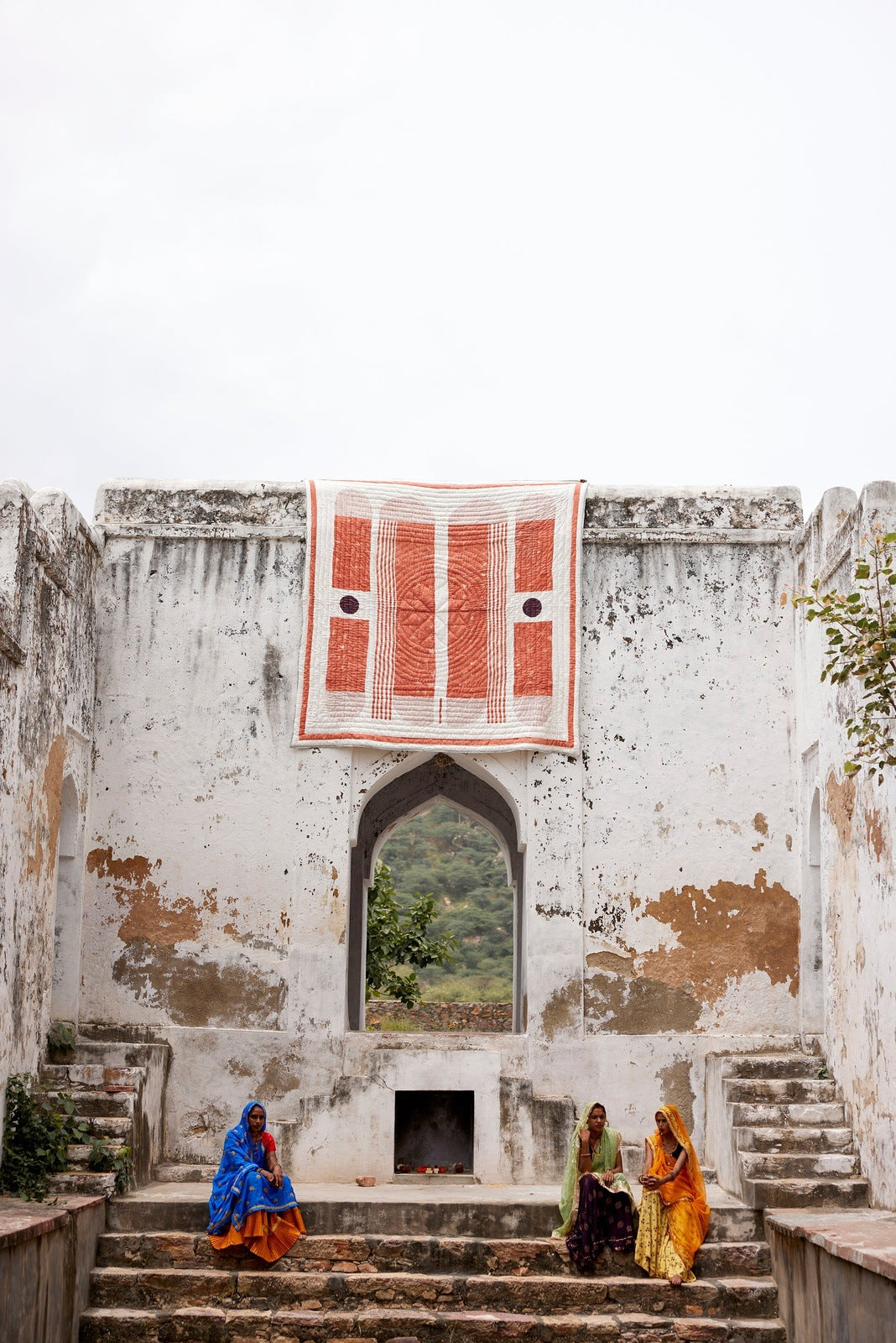 Bauhaus Reversible Quilt in Orange and White