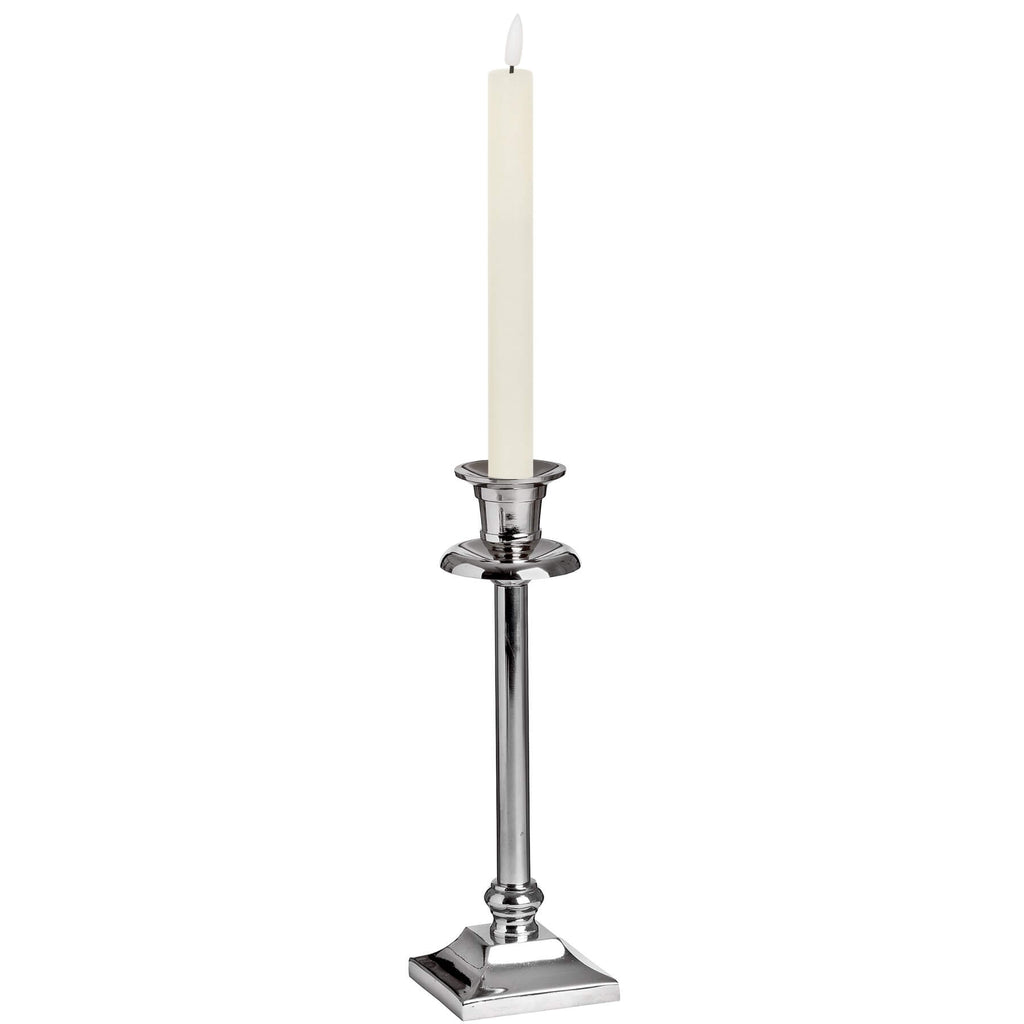 Ivory LED dinner candle with warm white glow, realistic flickering flame effect, 25cm height, flameless and smokeless by RoomLondon at brixbailey.com