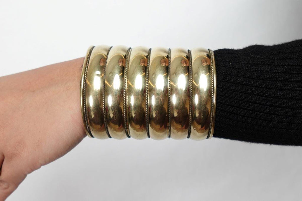 Bold Dome Brass Cuff – Vintage Wide Adjustable Statement Bangle.