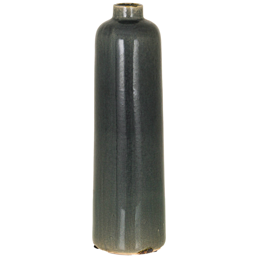 Handcrafted grey ceramic vase with distressed glaze, 50cm tall, modern home decor accent. by Sostter at brixbailey.com