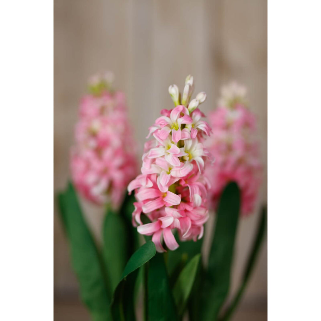 Lifelike pink hyacinth faux stem, soft blush blooms, 44cm tall, perfect for vases or floral arrangements. by Sostter at brixbailey.com
