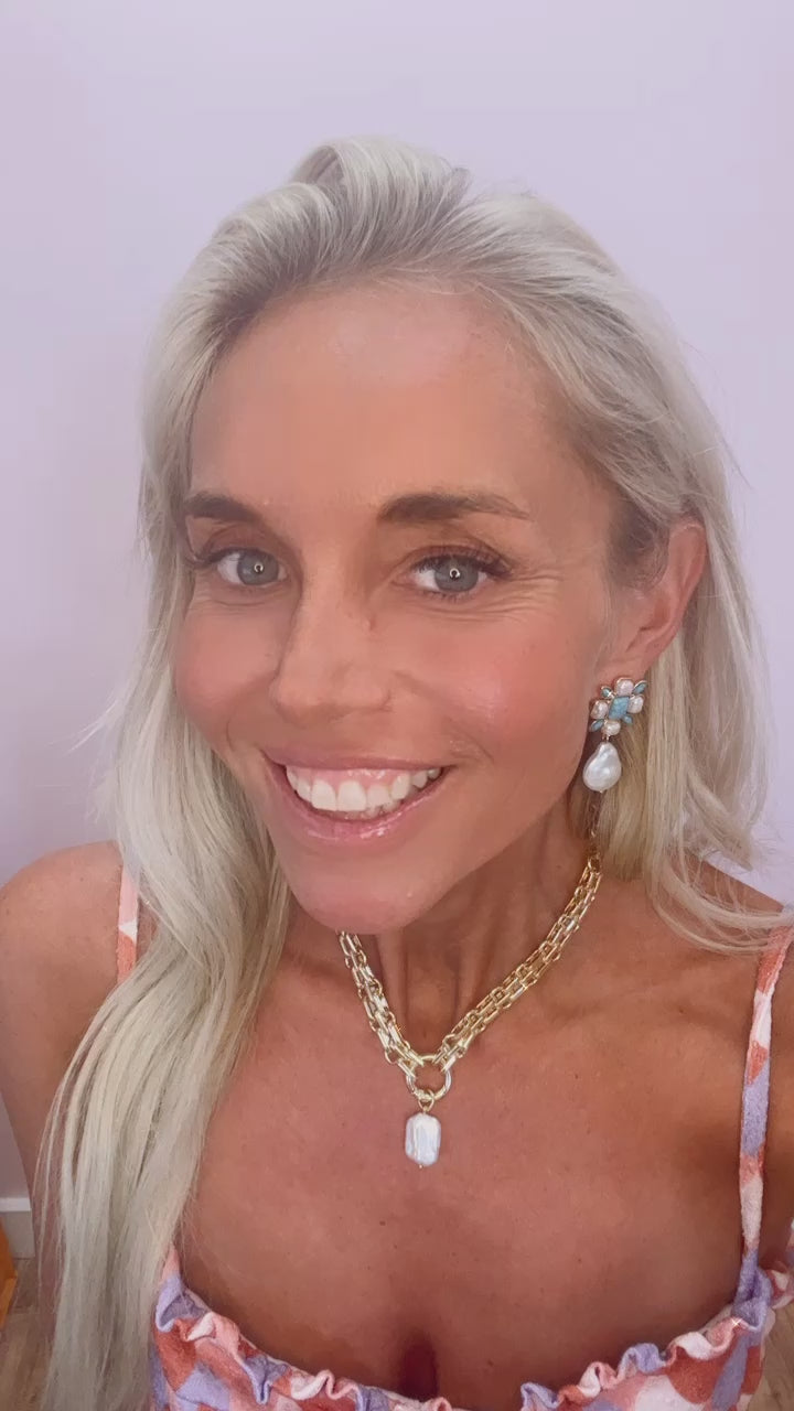 Cuban Choker with Pearl Pendant Necklace in Gold