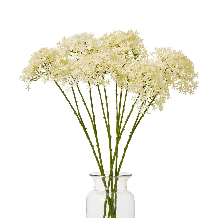 Cream Crown Hydrangea stem, lifelike faux floral in soft white, 28-inch artificial bloom for home decor by Sostter at brixbailey.com