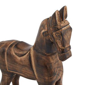 Natural wooden rocking horse for kids, handcrafted solid wood with smooth finish, rustic nursery decor by RoomLondon at brixbailey.com
