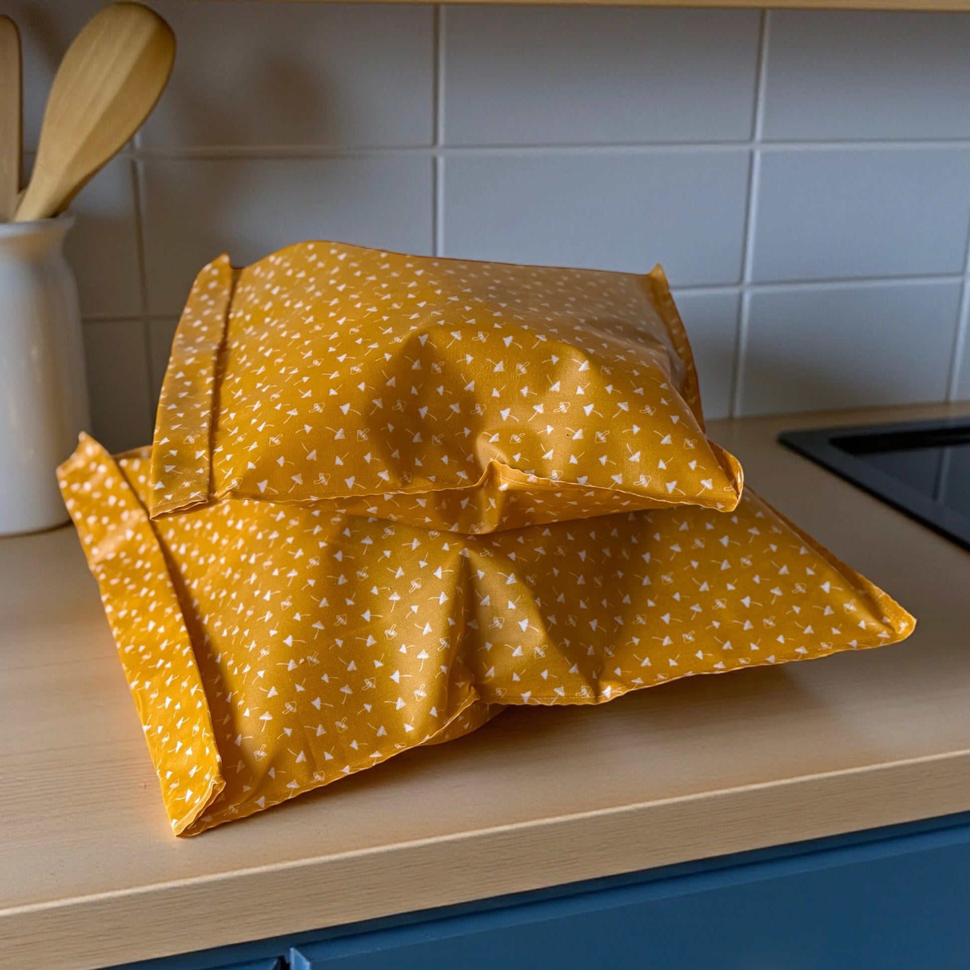 THE Bread Bag –Toadstool Print (Mustard)