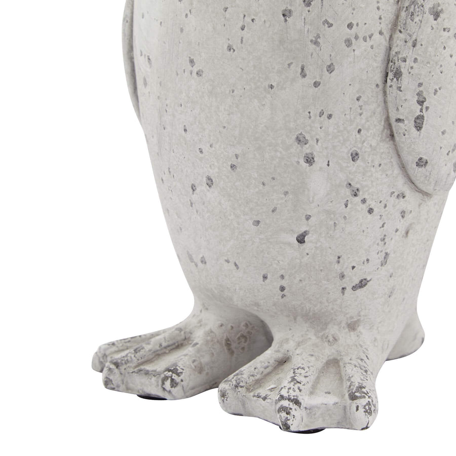 Grey ceramic penguin statue with stone-effect texture, 21cm tall, for winter decor and home accents by Sostter at brixbailey.com