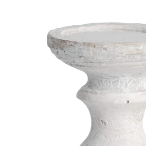 Handcrafted cream stone candle holder with textured finish, organic modern design, 40cm tall, for home decor ambiance. by sostter at brixbailey.com