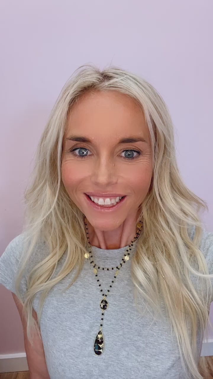 Double Diana Necklace in Black Onyx and Mojave Copper Turquoise