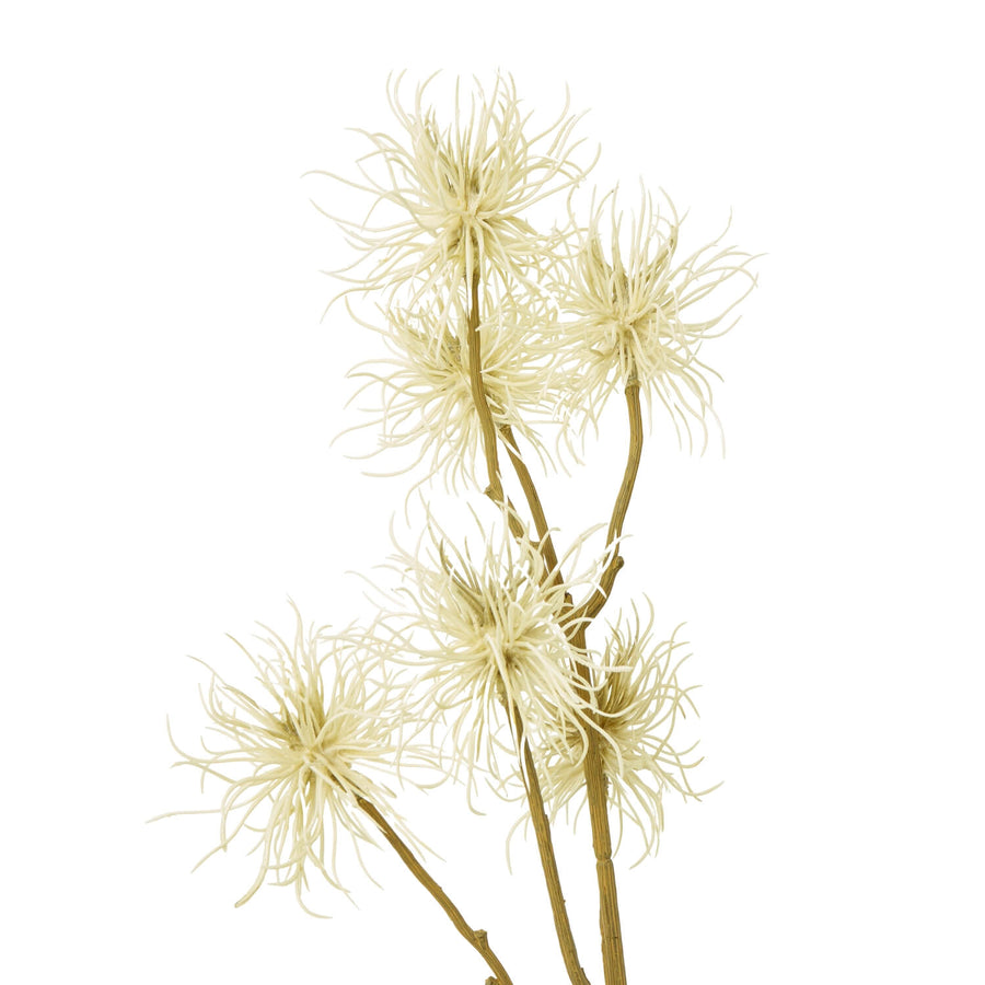 Golden artificial xanthium spray with lifelike cocklebur blooms in cream, perfect for farmhouse or modern floral arrangements by Sostter at brixbailey.com
