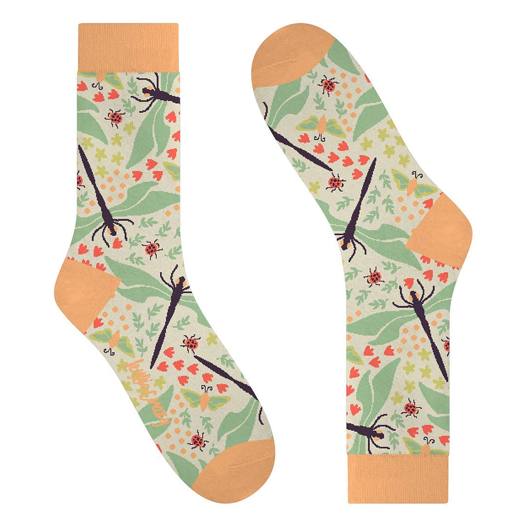 Bugged Out Socks with Dragonflies and Ladybugs