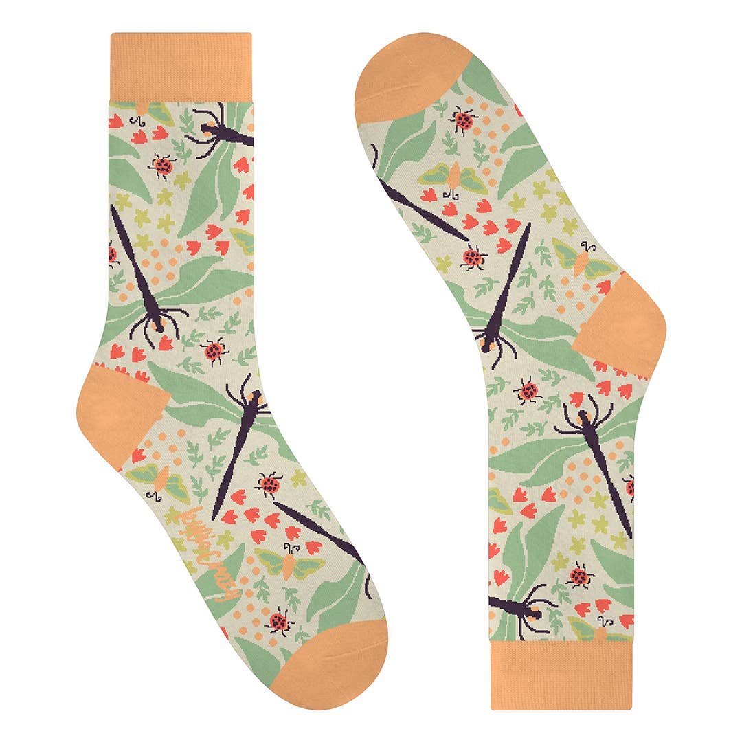 Bugged Out Socks with Dragonflies and Ladybugs