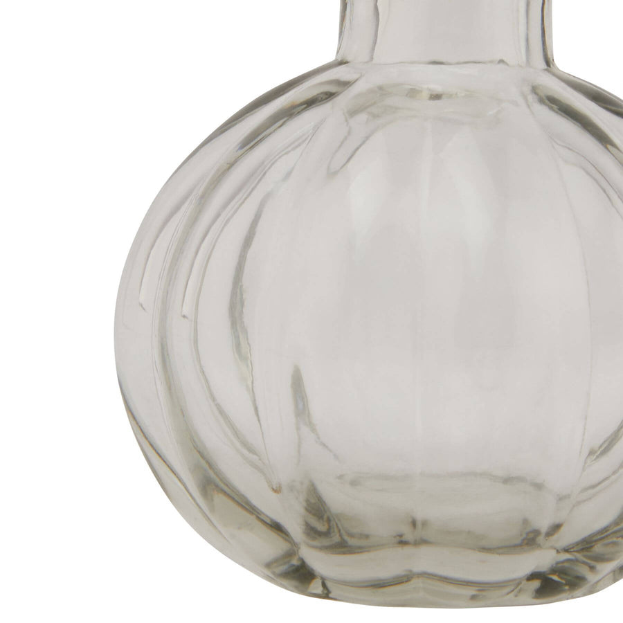 Clear glass minimalist bud vase, contemporary Mediterranean design, perfect for fresh or dried floral arrangements by Sostter at brixbailey.com