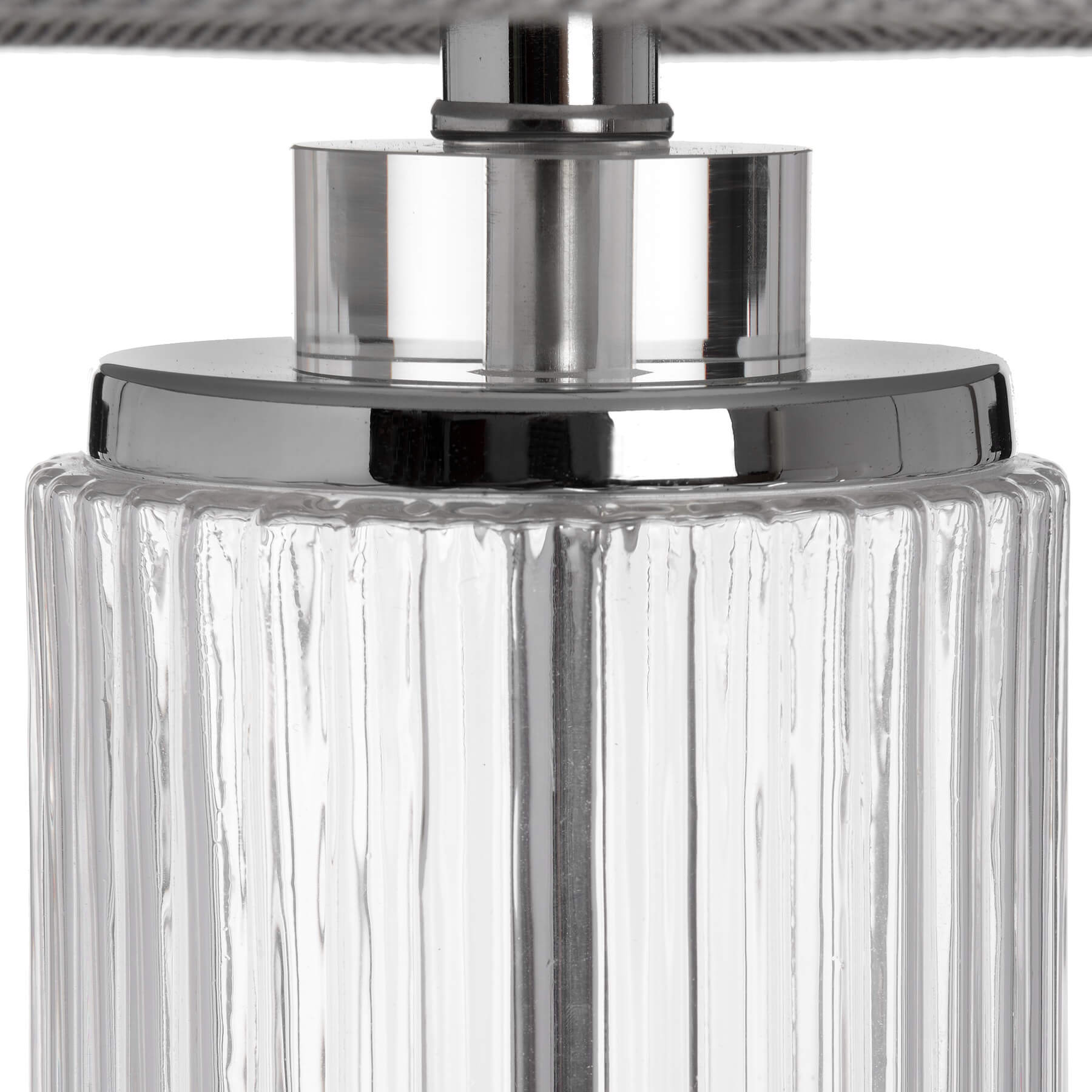 Silver Roma glass table lamp with chrome base, 81cm tall, for modern or traditional decor by Sostter at brixbailey.com