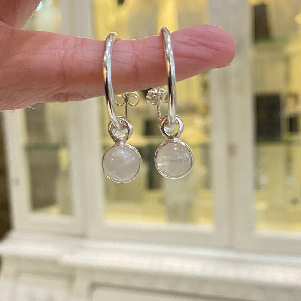 Moonstone Hoops in Sterling Silver
