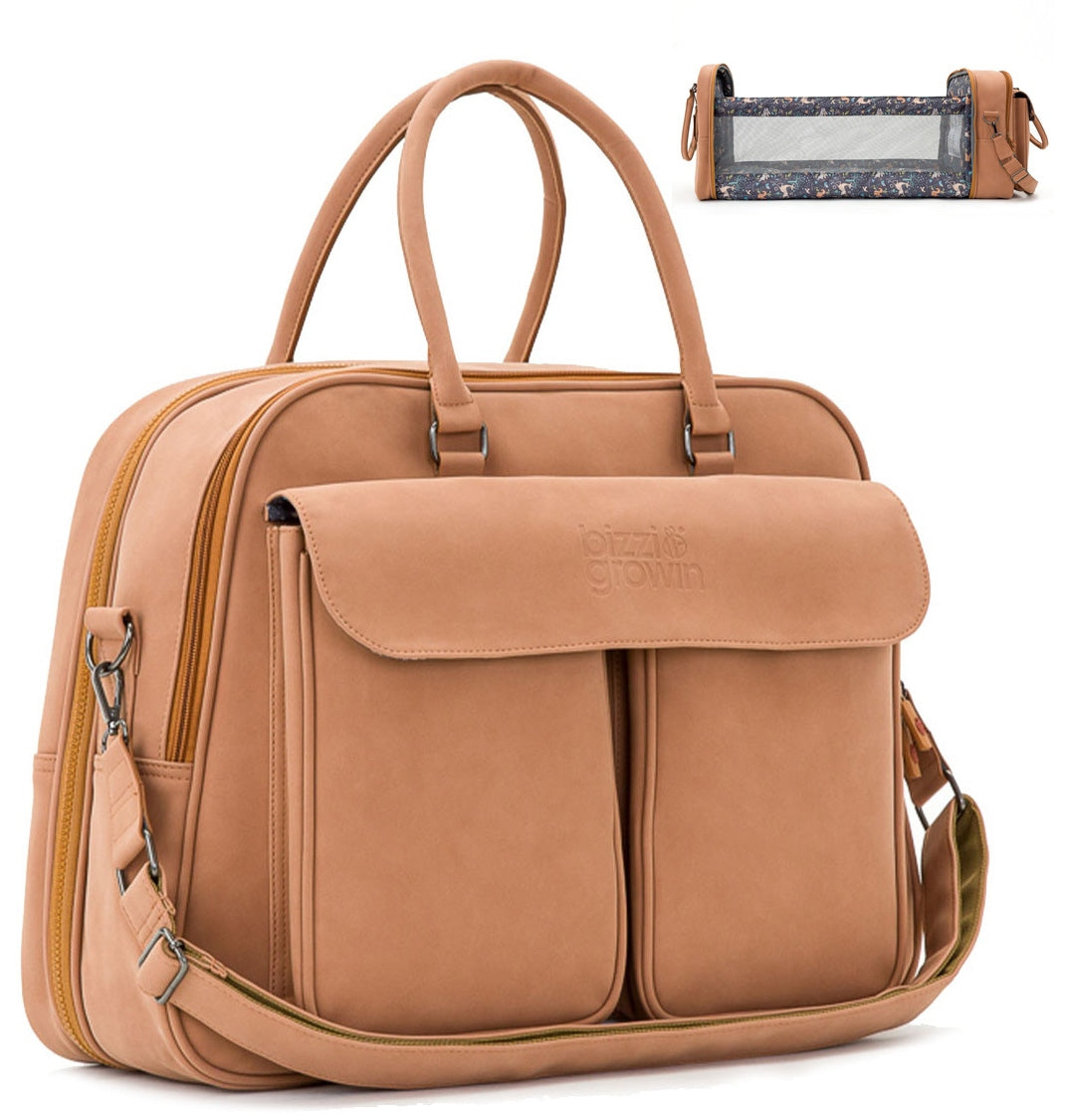 Bizzi Growin Baby Travel Crib Changing Bag POD ® - Vegan Leather