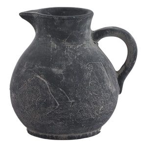 Handcrafted Amalfi grey ceramic jug with distressed finish, artisanal texture, and rustic Italian coastal design. by Sostter at brixbailey.com