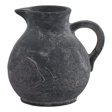 Handcrafted Amalfi grey ceramic jug with distressed finish, artisanal texture, and rustic Italian coastal design. by Hill Interiors at brixbailey.com