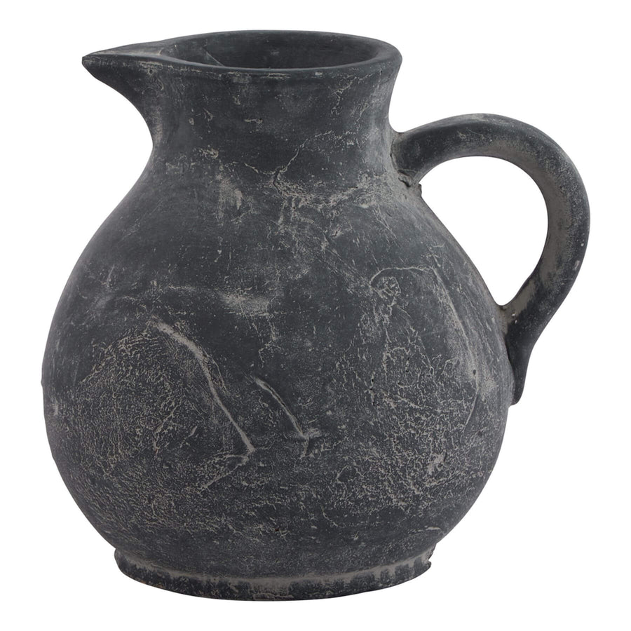 Handcrafted Amalfi grey ceramic jug with distressed finish, artisanal texture, and rustic Italian coastal design. by Hill Interiors at brixbailey.com