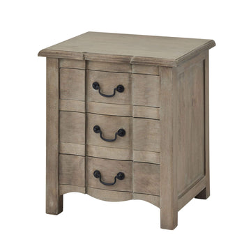 French-style chest of drawers with bleached wood finish and black iron handles, six spacious drawers for bedroom storage. by Sostter at brixbailey.com