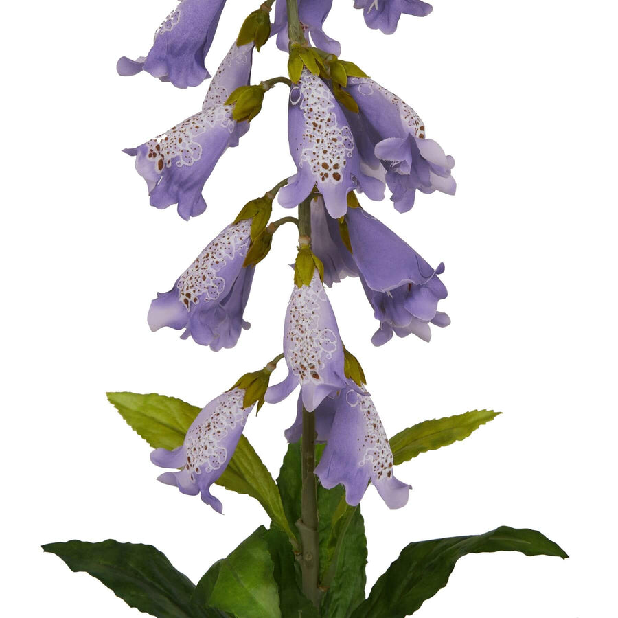 Lifelike mauve artificial foxglove stem with realistic petals, perfect for floral arrangements and home decor. by Sostter at brixbailey.com