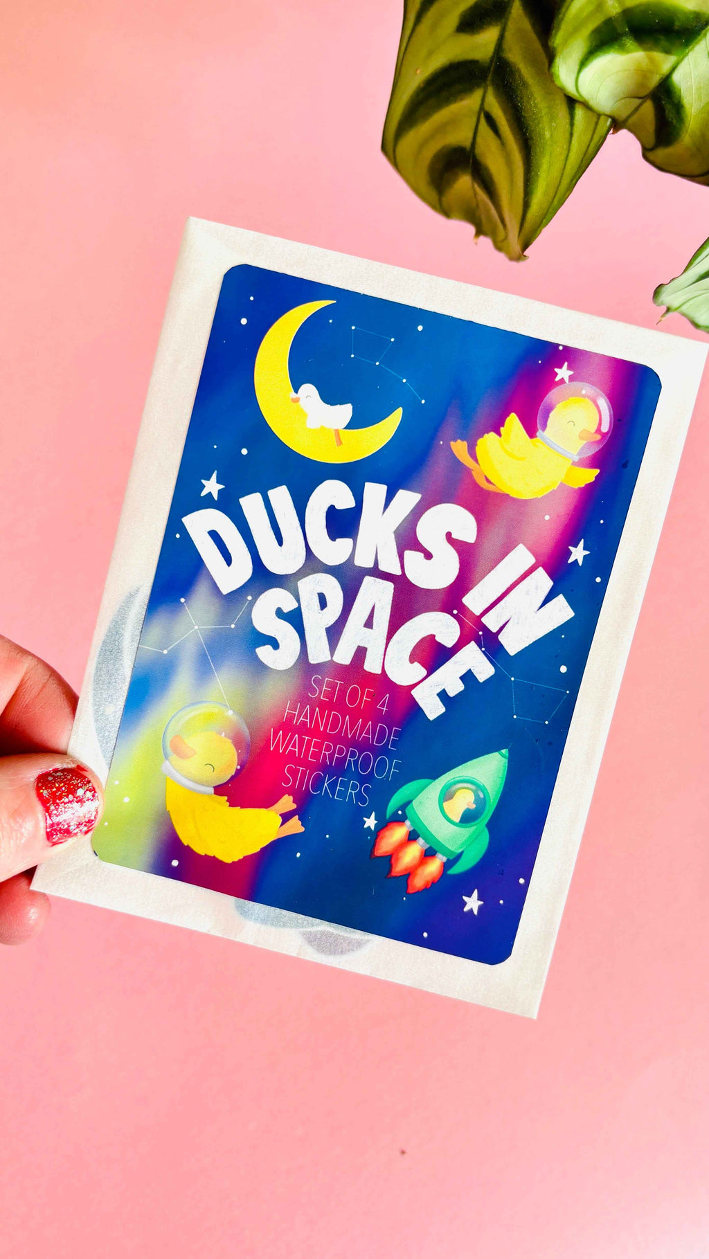 Space Duck Sticker Set- 4 Handmade 7cm Waterproof Vinyl Stickers