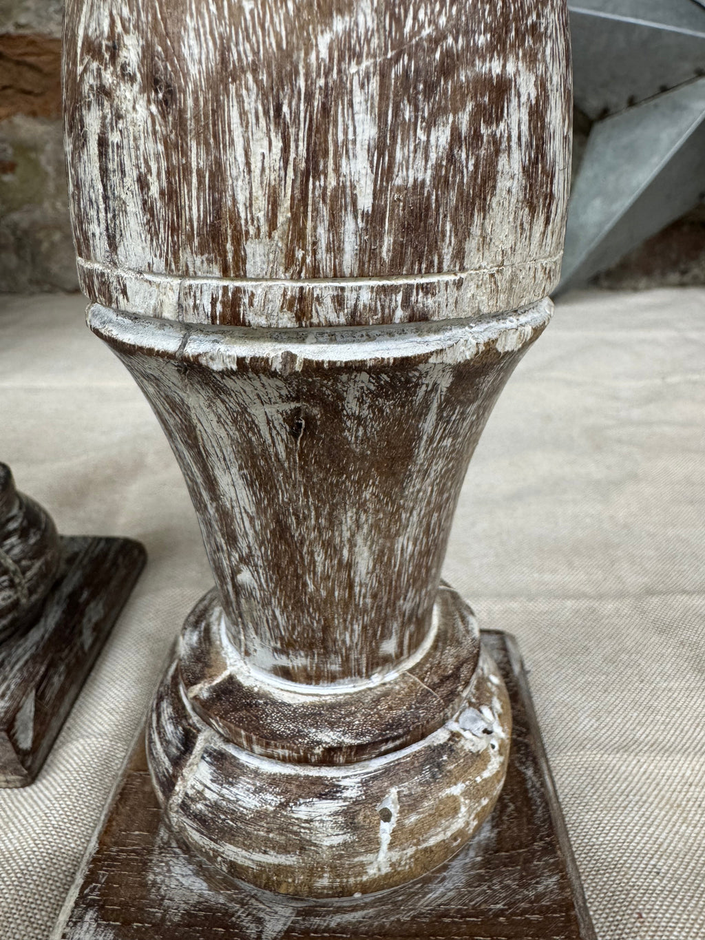 Pair Of Rustic Wooden Candle Holders / Large Church Candle Candlesticks /B