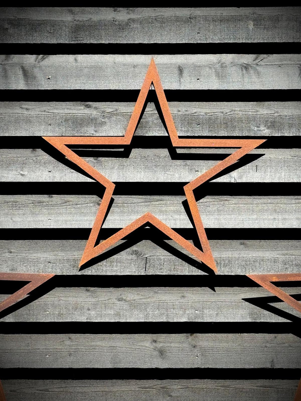 3 Large Rusty Metal barn STARS.