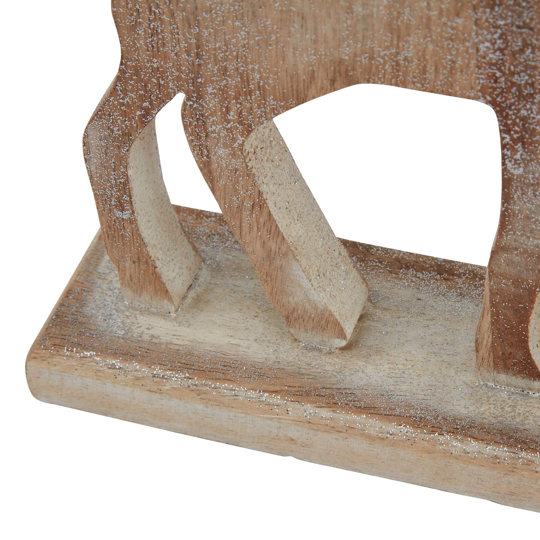 Handcrafted white wash wooden stag ornament with sparkle accents, rustic home decor for mantels or shelves by RoomLondon at brixbailey.com