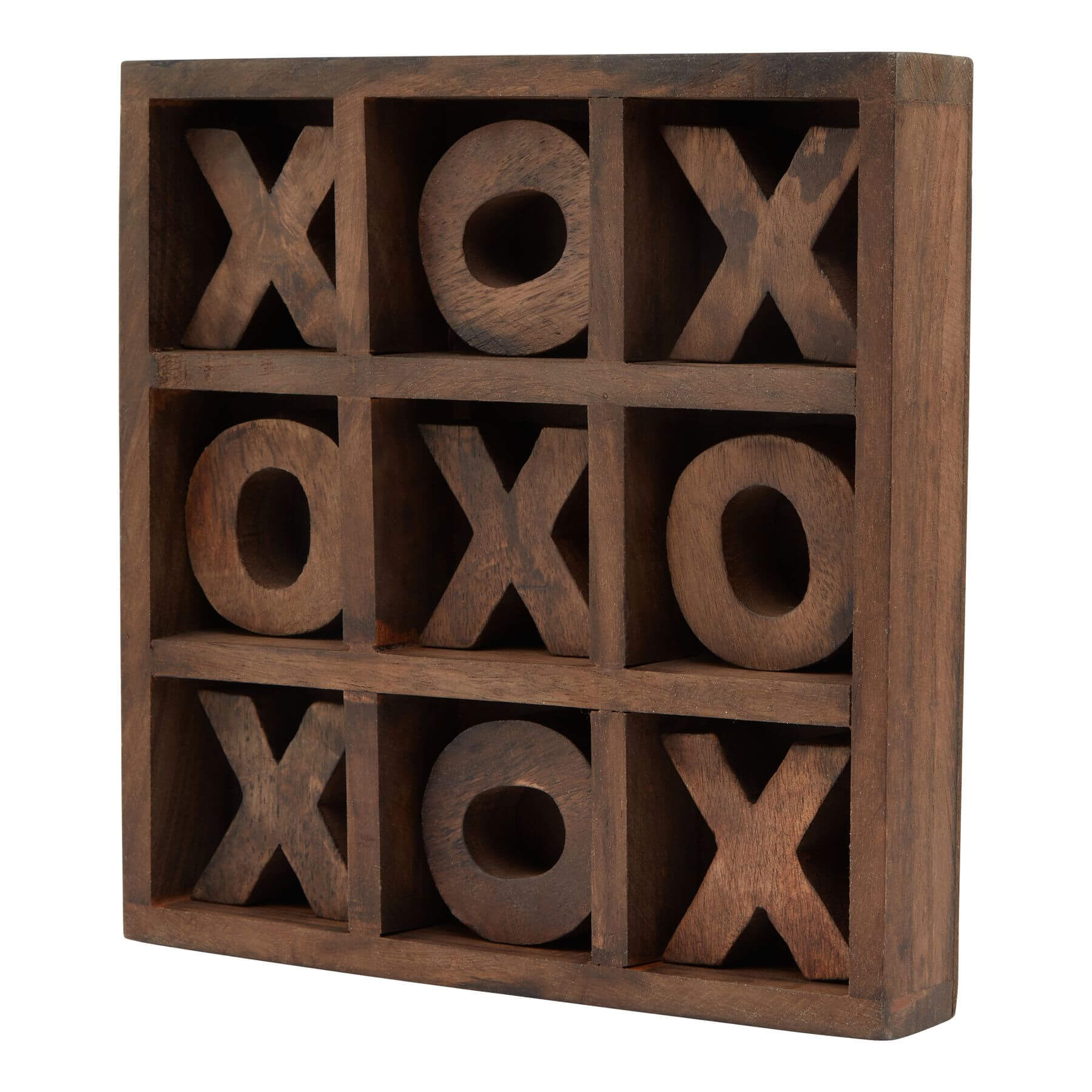 a soft-focus shot of the wooden noughts and crosses game resting on a cozy knit blanket