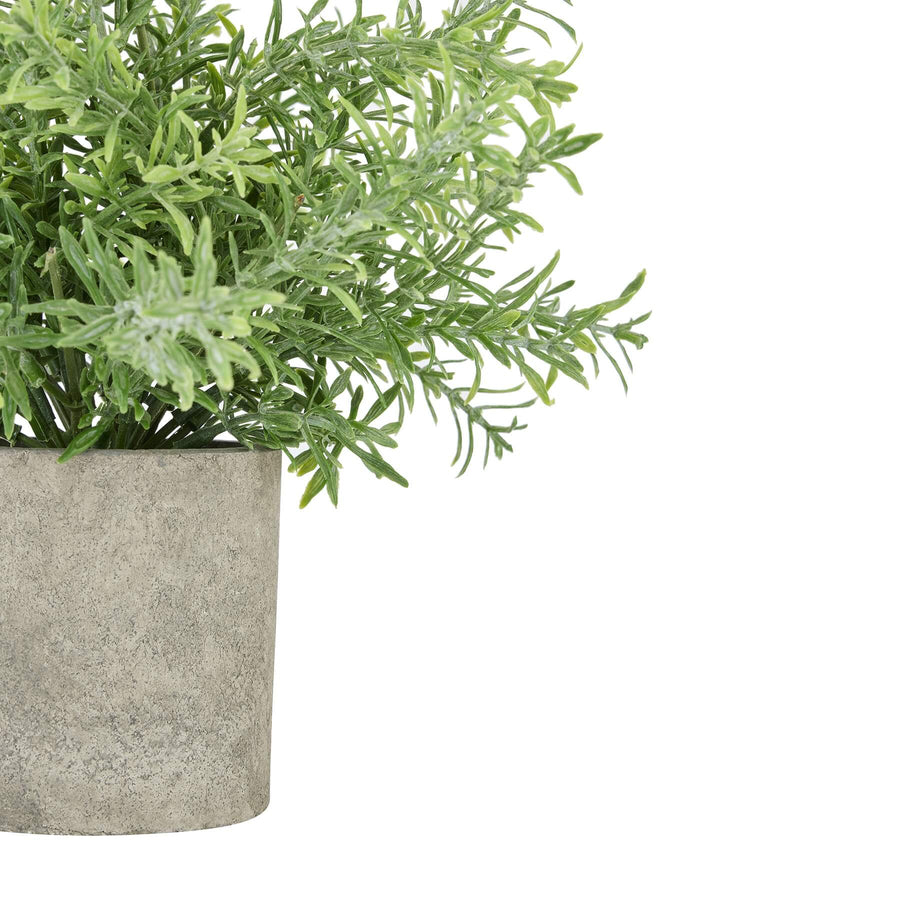 Lifelike faux rosemary plant in stone-effect pot, ultra-realistic green leaves, perfect for kitchen or shelf decor. by Sostter at brixbailey.com