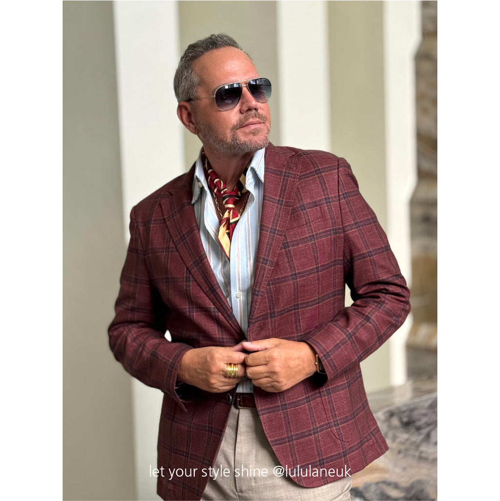 Kanagawa Wave Silk Scarf - 65cm Double-Sided Print Men's Neckerchief with Hand-Rolled Edges