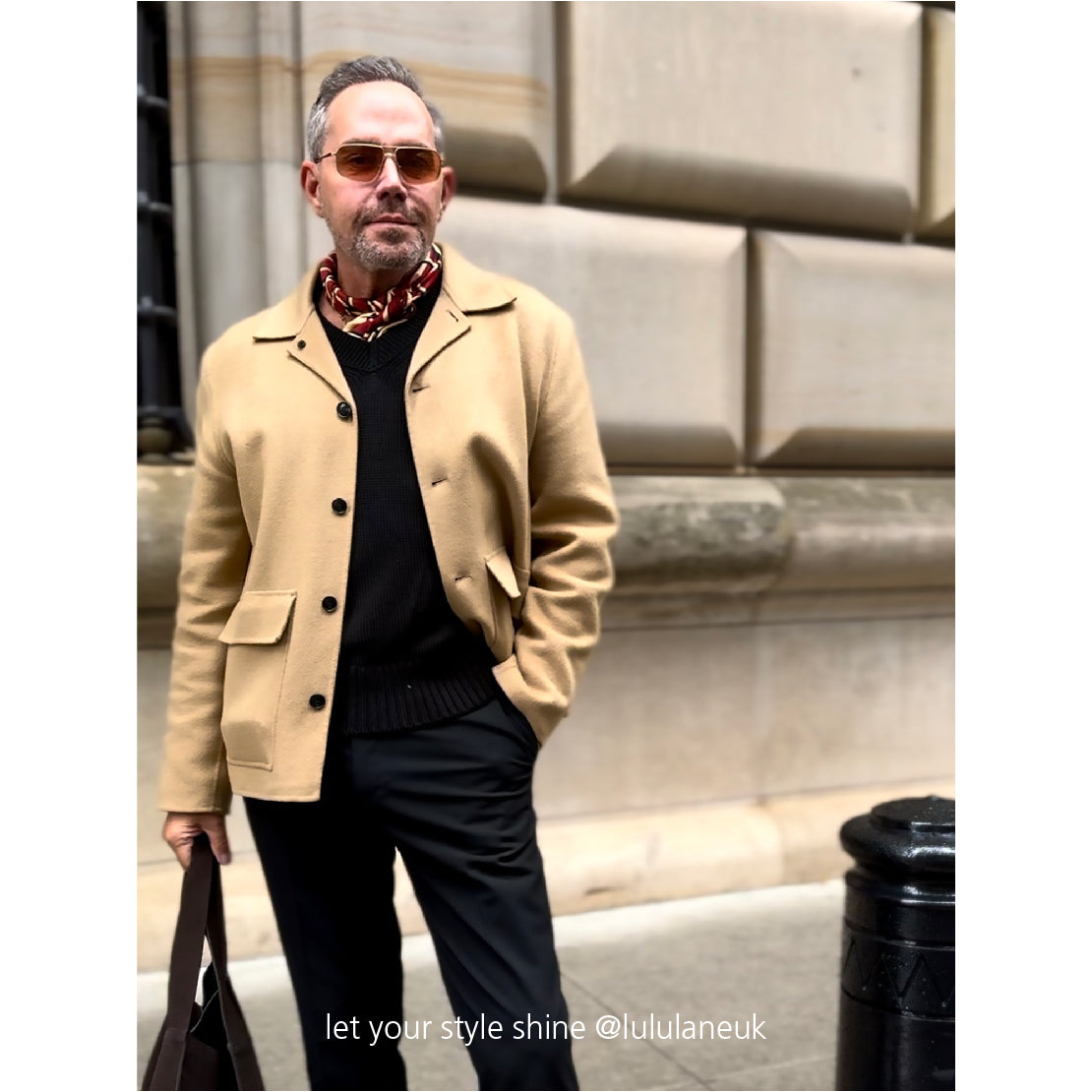 Kanagawa Wave Silk Scarf - 65cm Double-Sided Print Men's Neckerchief with Hand-Rolled Edges