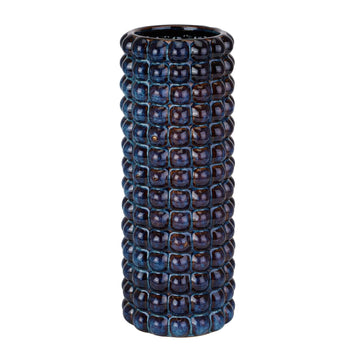 Indigo ceramic vessel with bubble texture, doubles as umbrella stand or planter, 47cm height, Seville collection by Sostter at brixbailey.com
