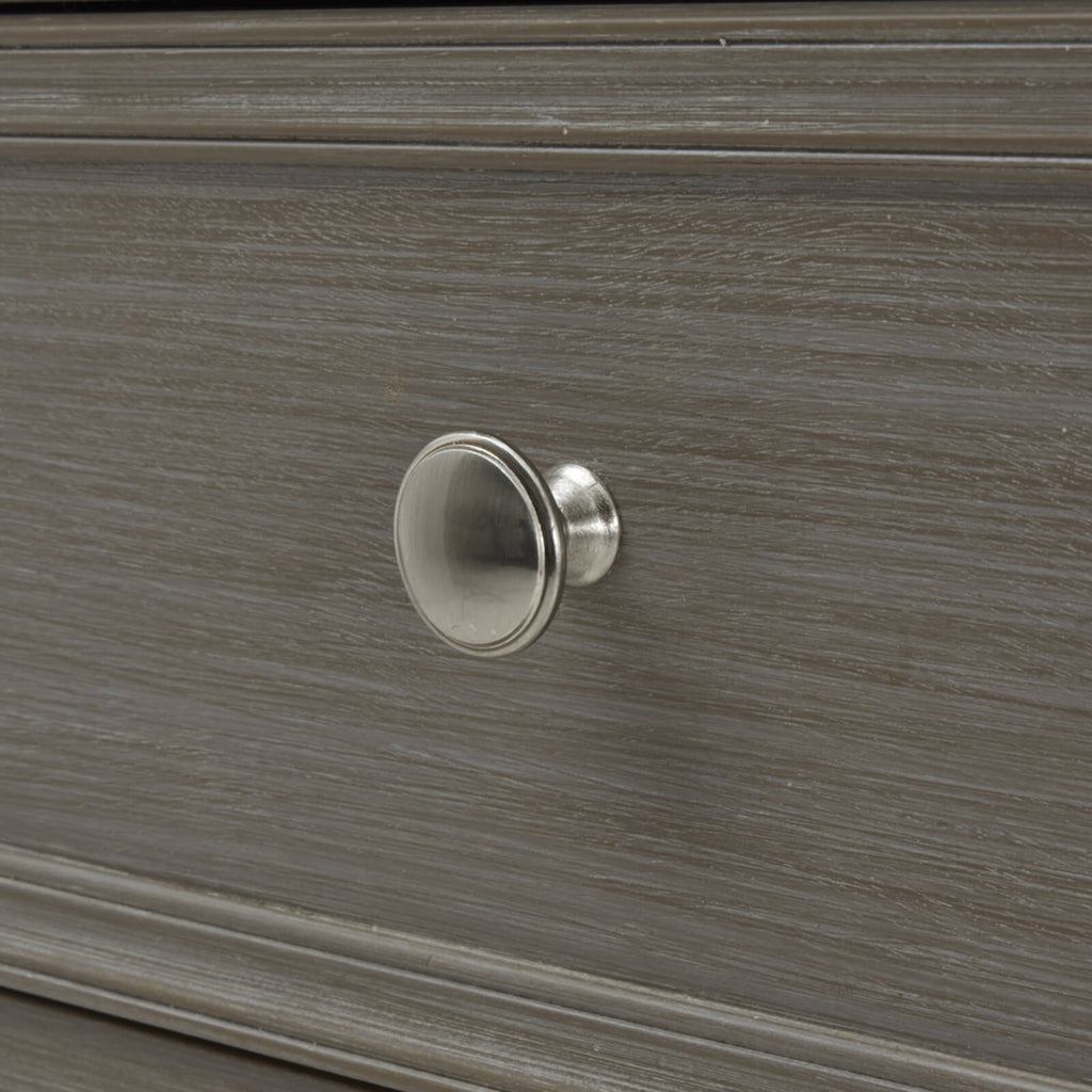 Serene Collection grey solid wood dresser with minimalist design and two-over-two drawers for bedroom storage by Sostter at brixbailey.com