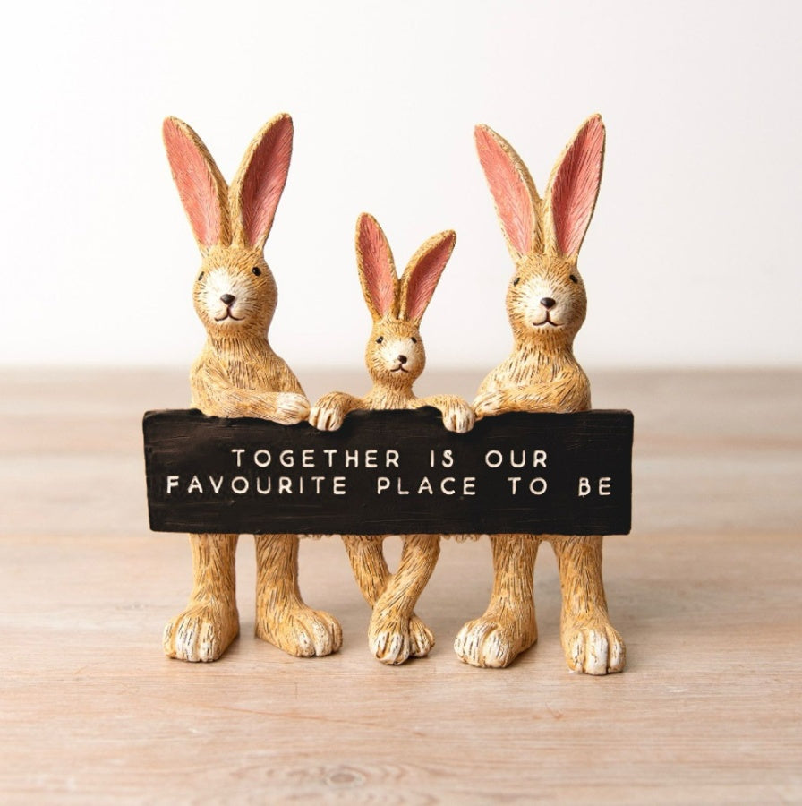 Bunny Trio Together Sign Decoration