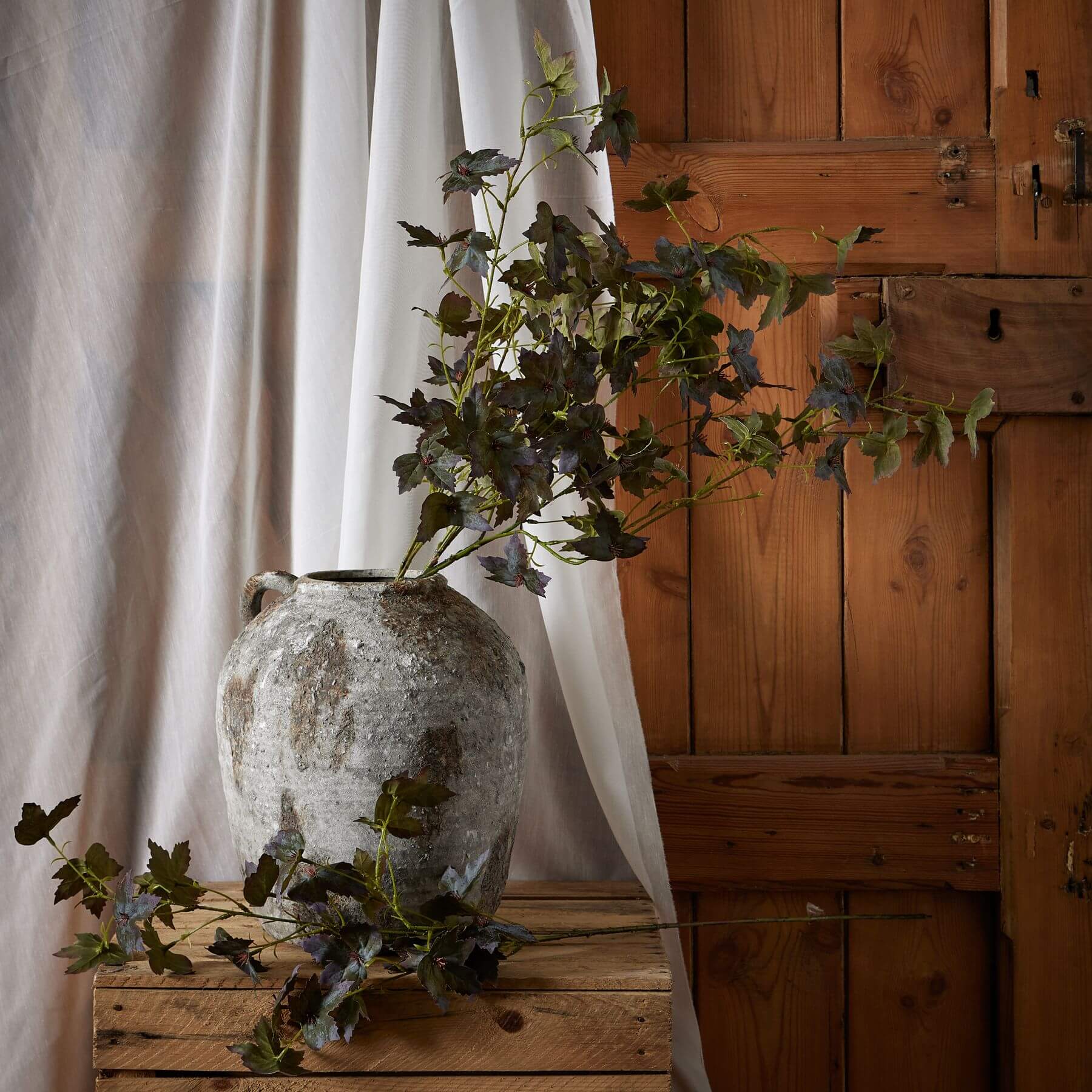 Lifelike autumn stem with amber and burgundy foliage, 38-inch faux foliage for seasonal decor by Sostter at brixbailey.com