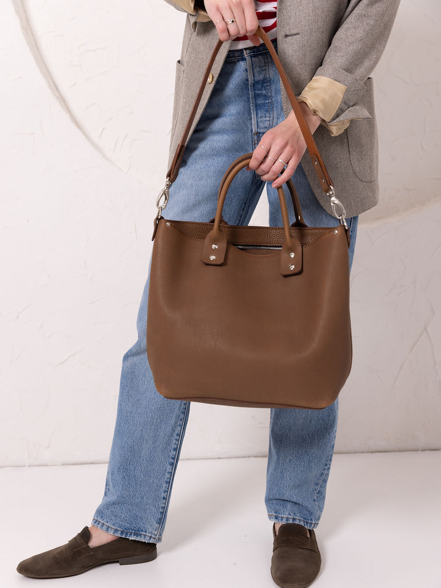 Natural Leather Tote Bag – Casual, Handmade with Secret Pocket by TOKS VISOKS at www.brixbailey.com