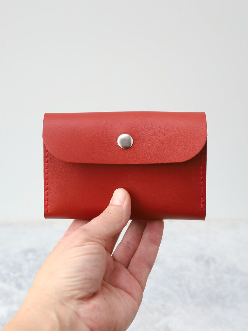 Handmade Red Leather FRIDAY Wallet – Secure & Spacious by TOKS VISOKS at www.brixbailey.com