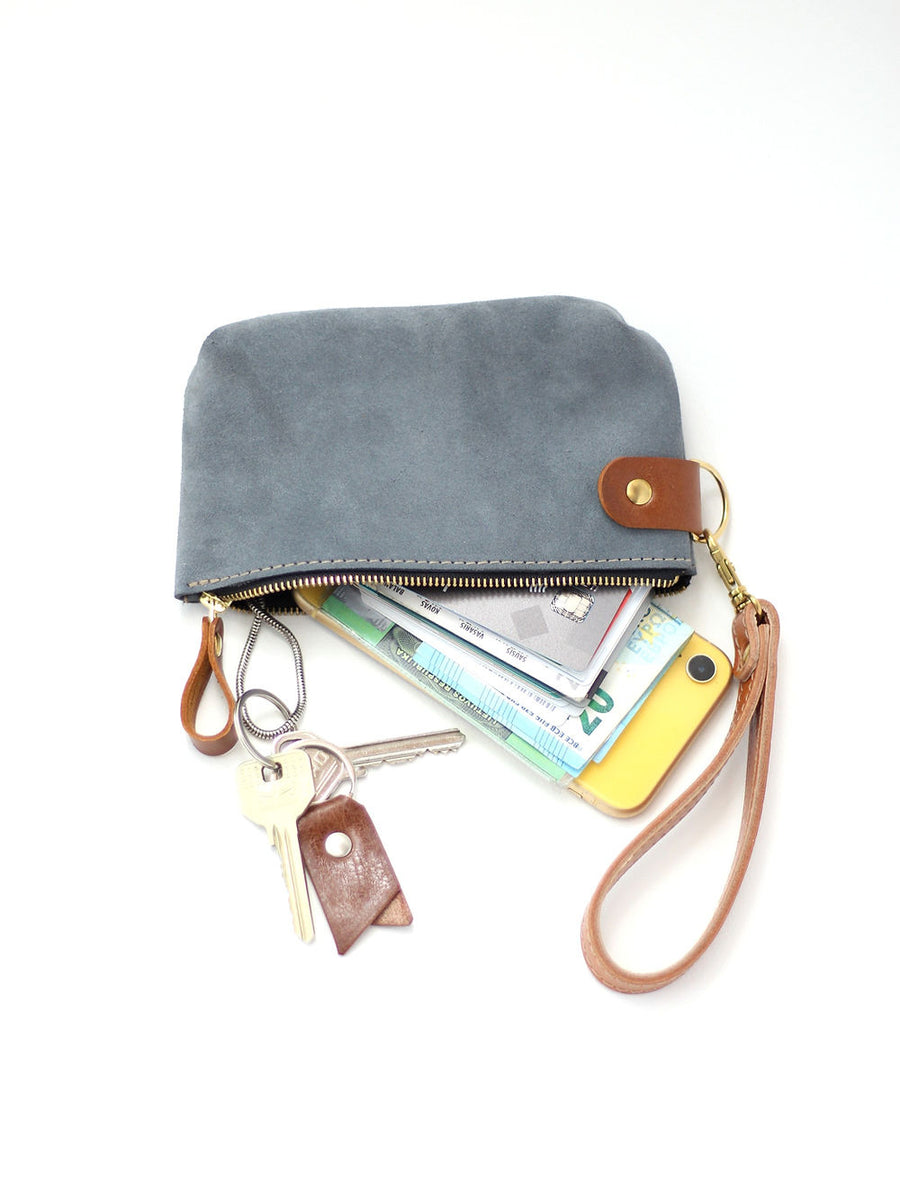 POUCH Wallet - Grey Suede