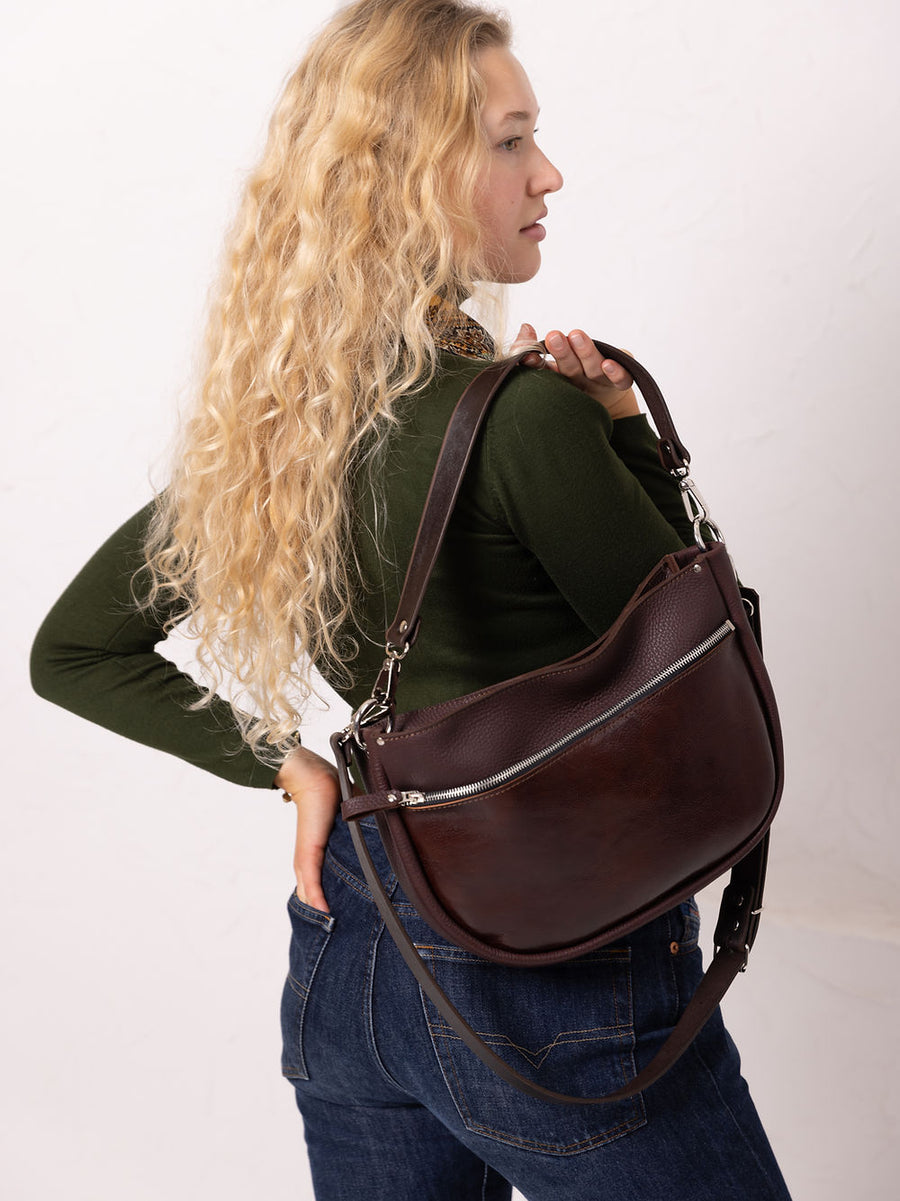 STELLA Leather Handbag - Brown & Cognac