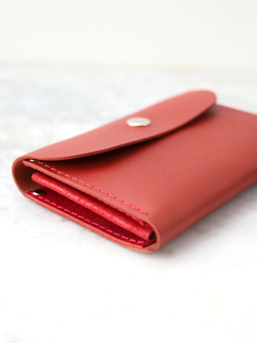 Handmade Red Leather FRIDAY Wallet – Secure & Spacious by TOKS VISOKS at www.brixbailey.com