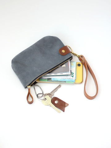 POUCH Wallet - Grey Suede