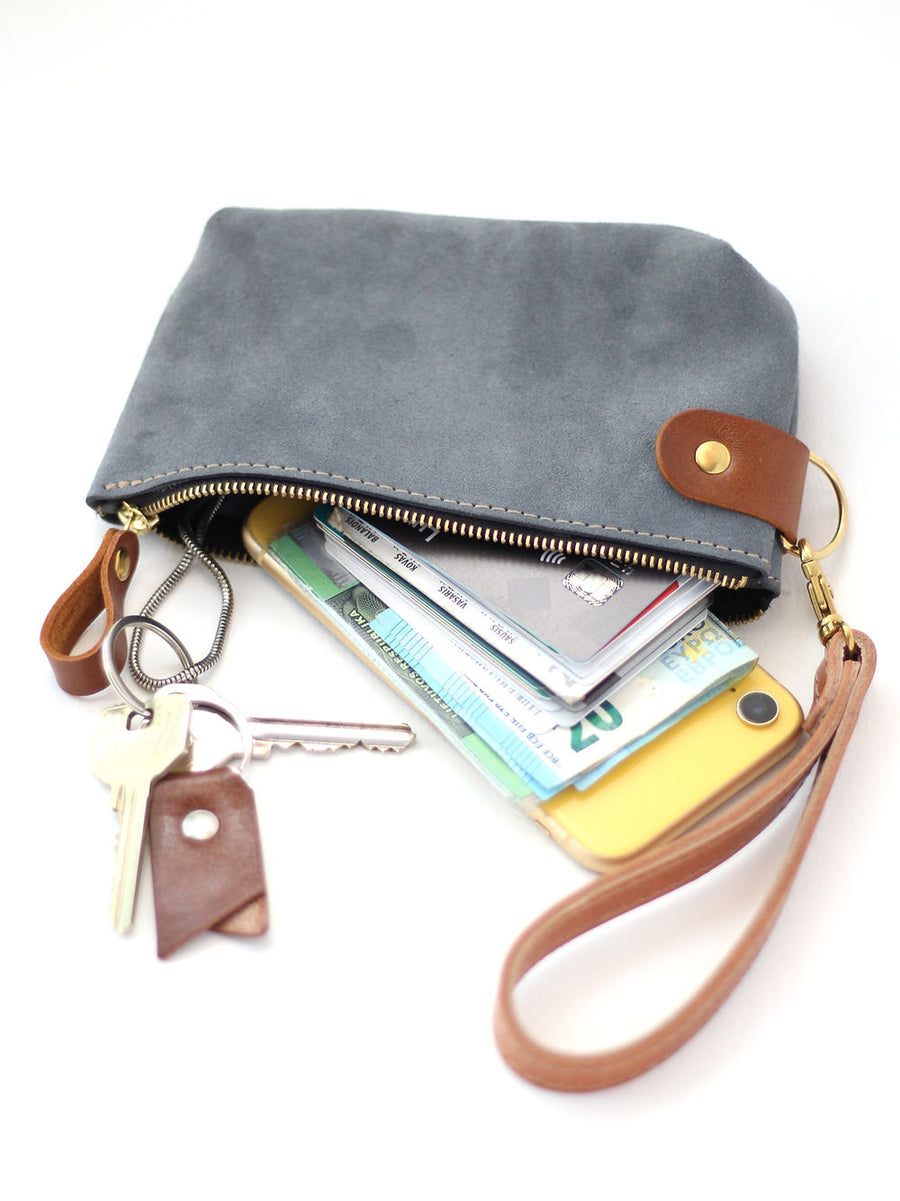 POUCH Wallet - Grey Suede