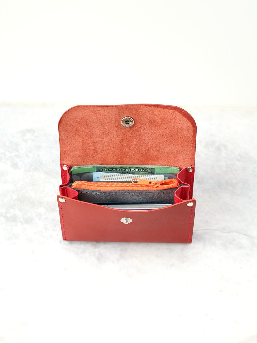 Handmade Red Leather Wallet – Secure & Spacious Design by TOKS VISOKS at www.brixbailey.com