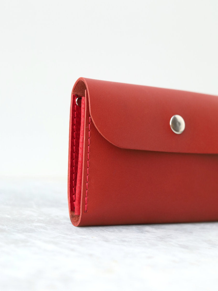 Handmade Red Leather Wallet - Secure & Spacious - TOKS VISOKS by TOKS VISOKS at www.brixbailey.com