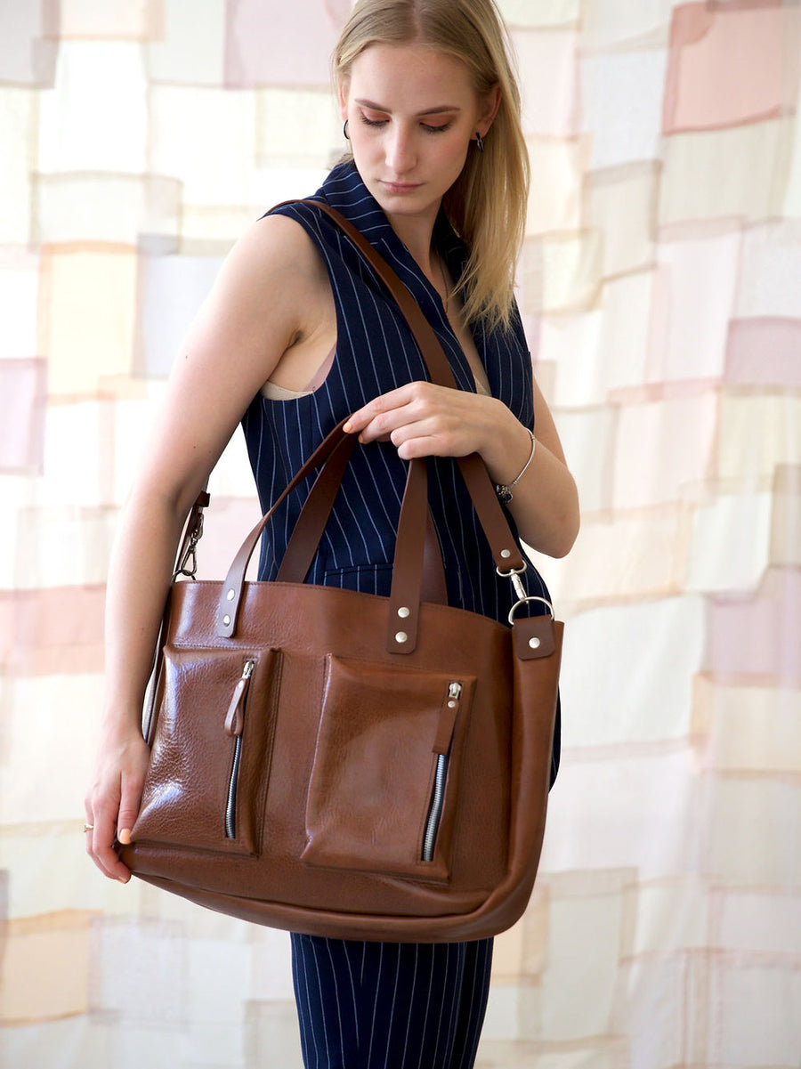 AMBER Handmade Leather Bag – Spacious & Durable for Everyday Use by TOKS VISOKS at www.brixbailey.com