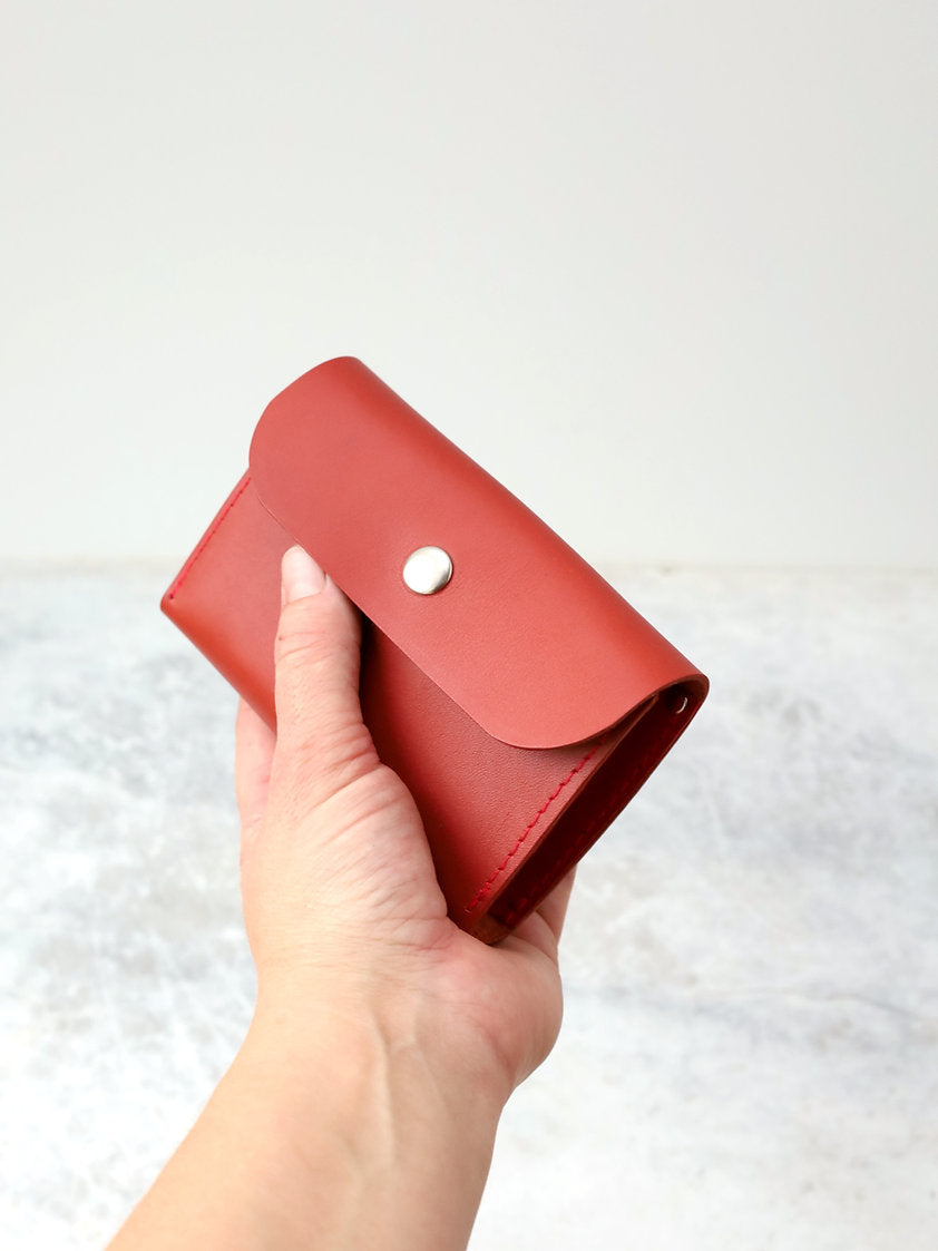 Handmade Red Leather Wallet – Spacious & Secure Coin Pocket by TOKS VISOKS at www.brixbailey.com