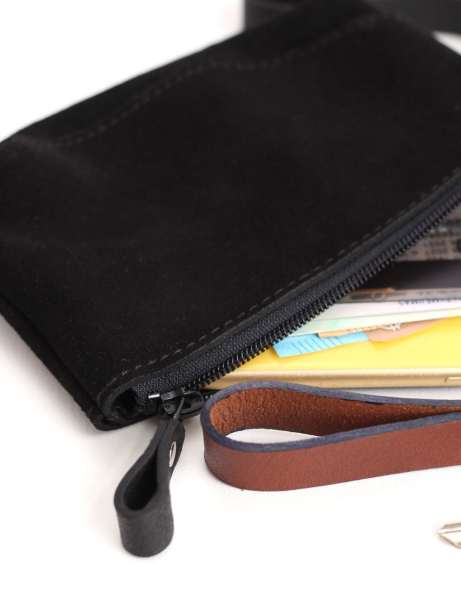 POUCH Wallet - Black Suede